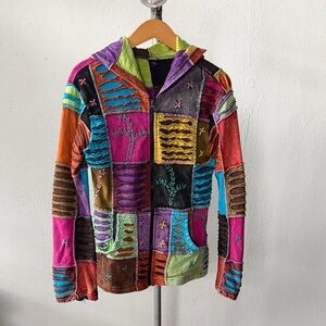 KPC Patchwork Zip Boho Hippie Jacket Size Medium